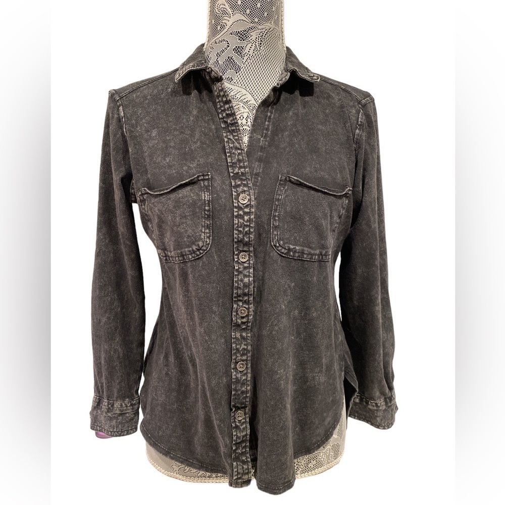 Rock & Republic Burn Out Style Button Down Top | Size XS